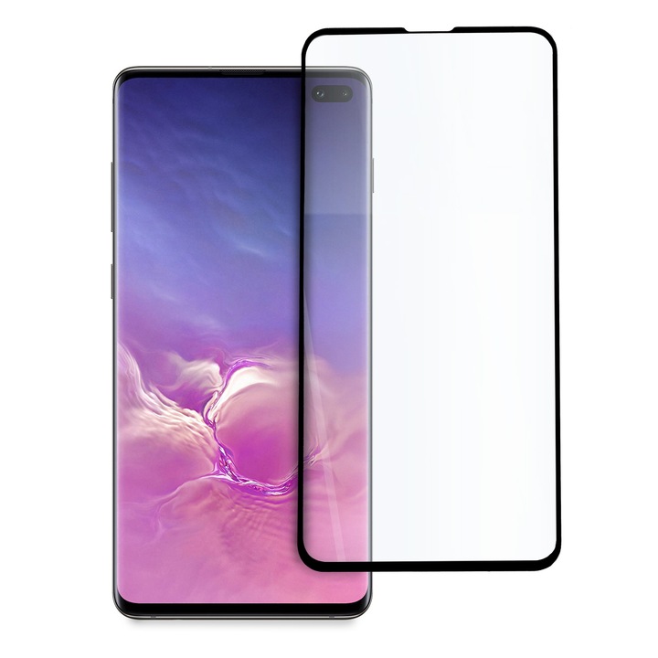 Folie de Sticla pentru Samsung S10 Plus, Full Glue, Full Cover, Negru