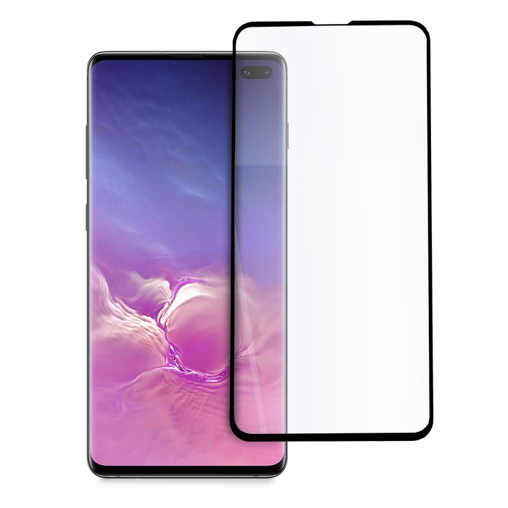 Стъклен Протектор за Samsung Galaxy S10 Plus, AntiShock, Цялостно покритие, Черен