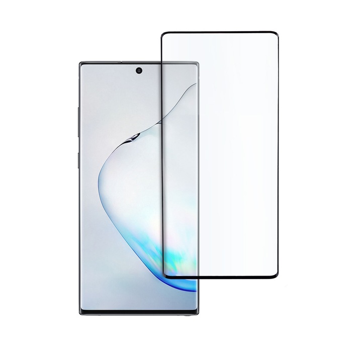 Folie Sticla Tech Armor pentru Samsung Note 10 Plus, Full Glue, Full Cover, Negru