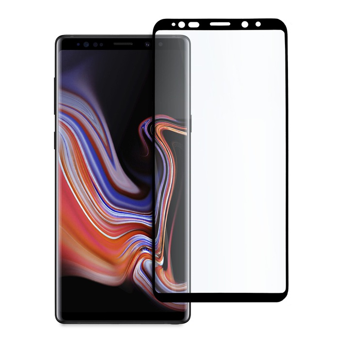Folie protectie, Sticla securizata, Pentru Samsung Galaxy Note 9, Tehnologie 9D, Negru