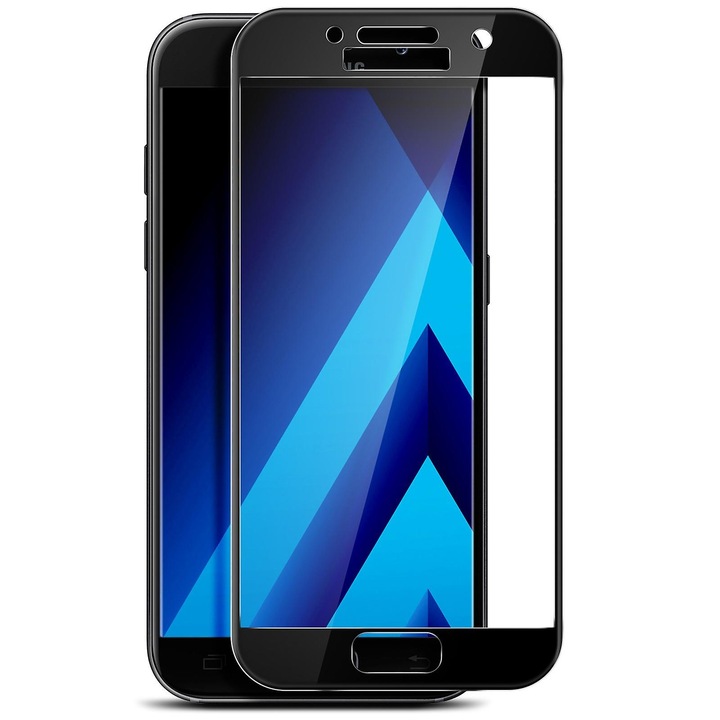 Стъклен Протектор Tempered Glass за Samsung Galaxy A3 (2017), 9D Технология, Full Glue, Full Cover, Черен