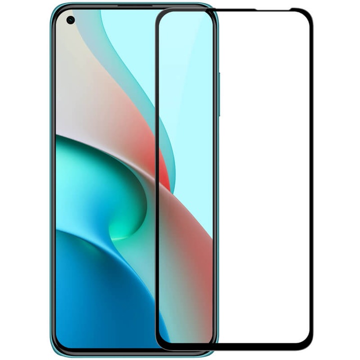 Folie protectie telefon, Sticla securizata, Compatibil cu Xiaomi Redmi Note 9T, Negru/Transparent