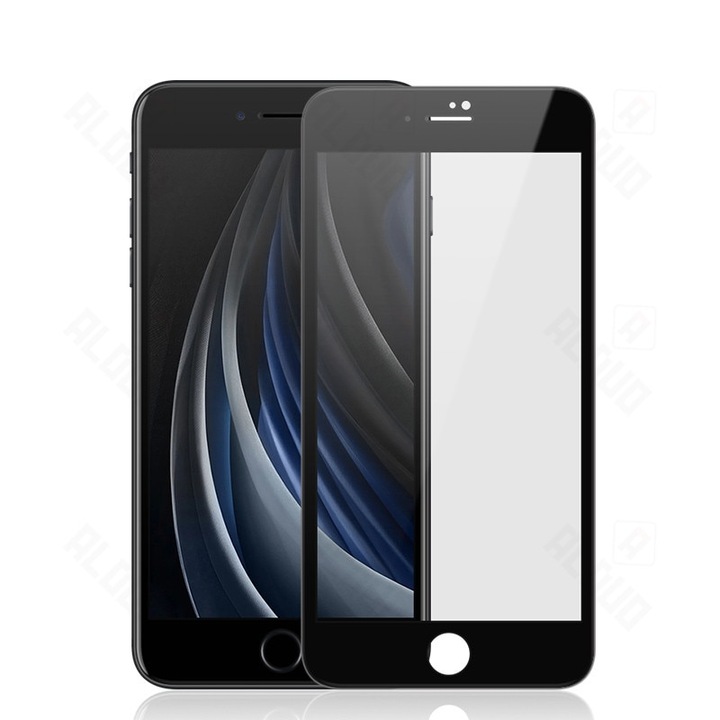 Стъклен Протектор Hicute за iPhone SE 2020, за Цял Дисплей, Цялостно покритие, Full Glue, Full Cover, Черен