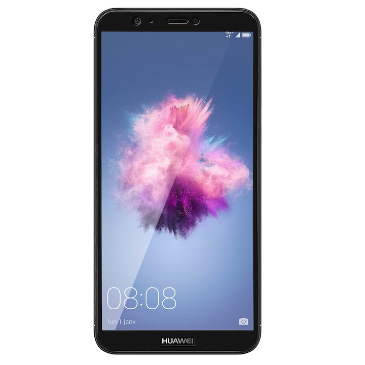 Folie de protectie compatibila Huawei P Smart 2018, Full screen, Sticla securizata, Negru