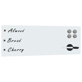 Set tabla magnetica de perete cu magneti, burete si marker, vidaXL, Sticla securizata, 60 x 20 cm, Alb Set tabla magnetica de perete cu magneti, burete si marker, vidaXL, Sticla securizata, 60 x 20 cm, Alb