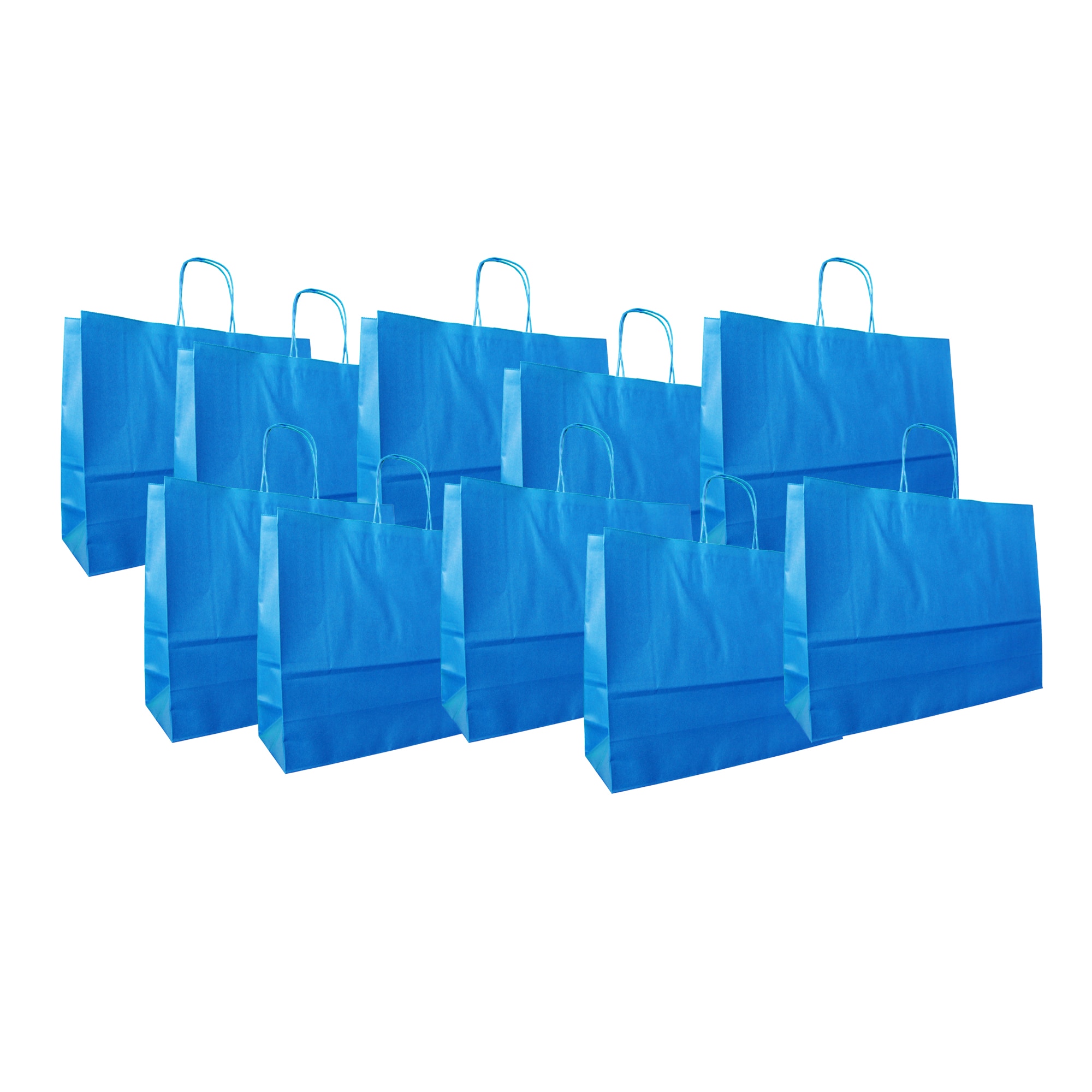 Poseta mare colorata, set 10 buc albastru inchis, 45/35/15 cm