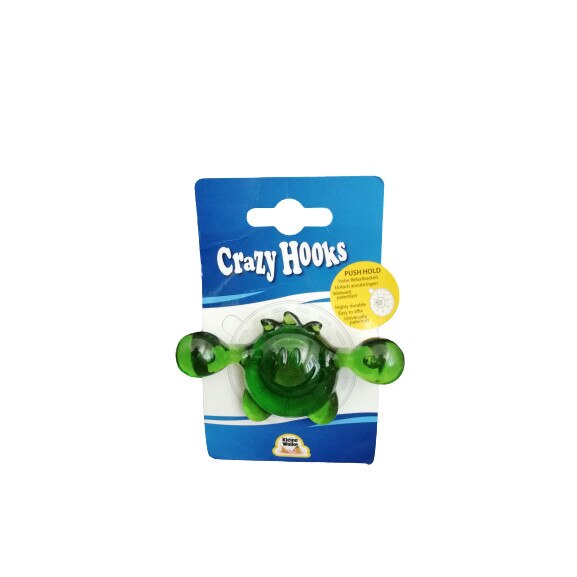Carlig cu ventuza din plastic crazy hooks, verde/transparent