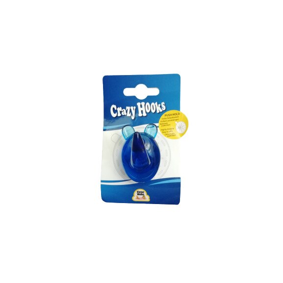 Carlig cu ventuza din plastic crazy hooks, albastru/transparent