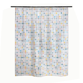 Perdea model cercuri taiate, multicolora, material PVC, dimensiune 180x200 cm Perdea model cercuri taiate, multicolora, material PVC, dimensiune 180x200 cm