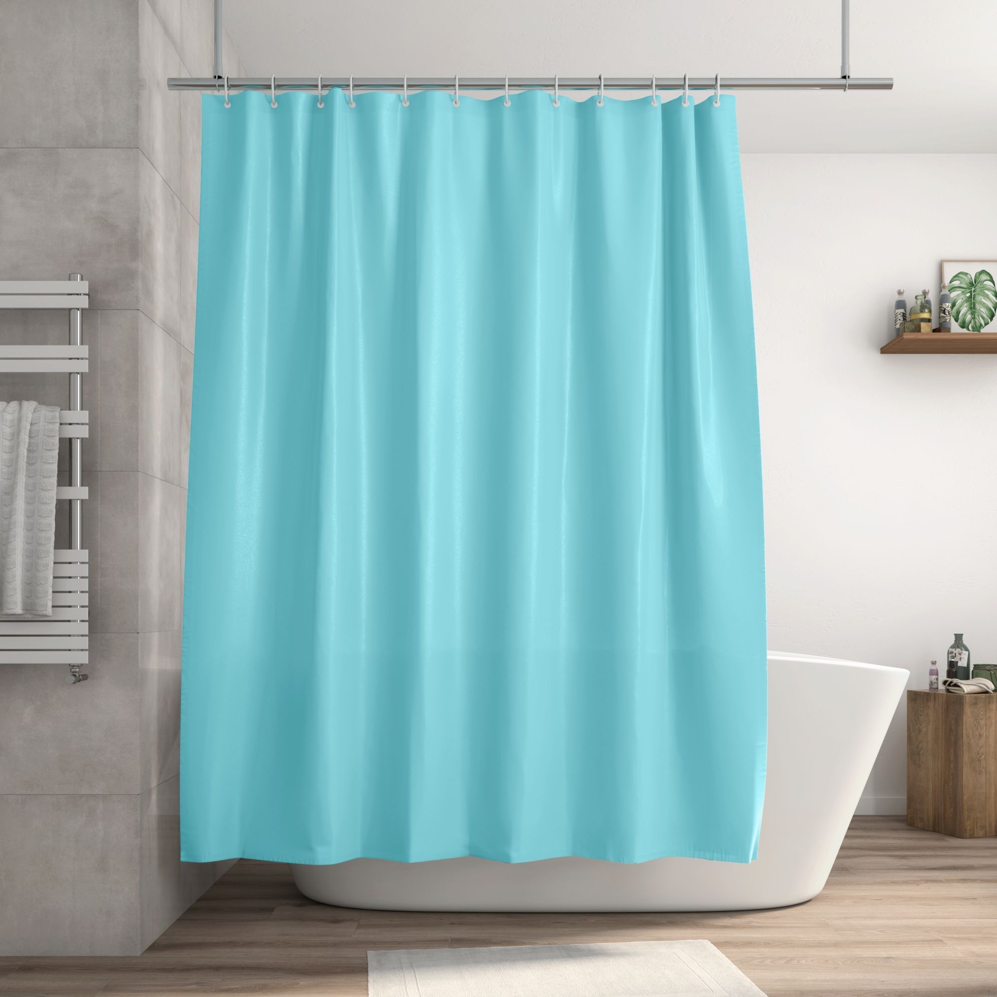 Perdea pentru baie,model albastru deschis, material poliester, dimensiune 180 x 200 cm