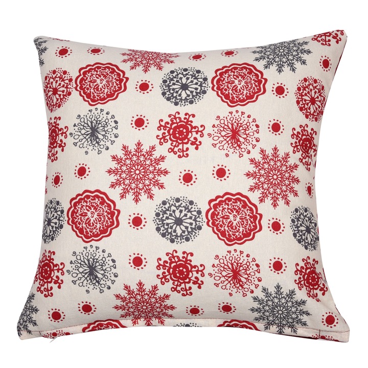 Perna decor N-8676, model Craciun, bumbac si poliester, print multicolor, 40 x 40 cm