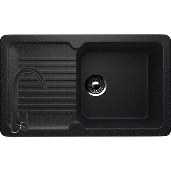 Set Chiuveta dreptunghiulara Compozit Bucatarie Ulgran U-506-308, Negru, Reversibila, Sifon Complet inclus + Baterie Fleko FZXC-MD410, Negru, Monocomanda Set Chiuveta dreptunghiulara Compozit Bucatarie Ulgran U-506-308, Negru, Reversibila, Sifon Complet inclus + Baterie Fleko FZXC-MD410, Negru, Monocomanda