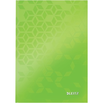 Caiet de birou Leitz WOW, carton laminat, coperta dura, A5, 80 coli, matematica, verde