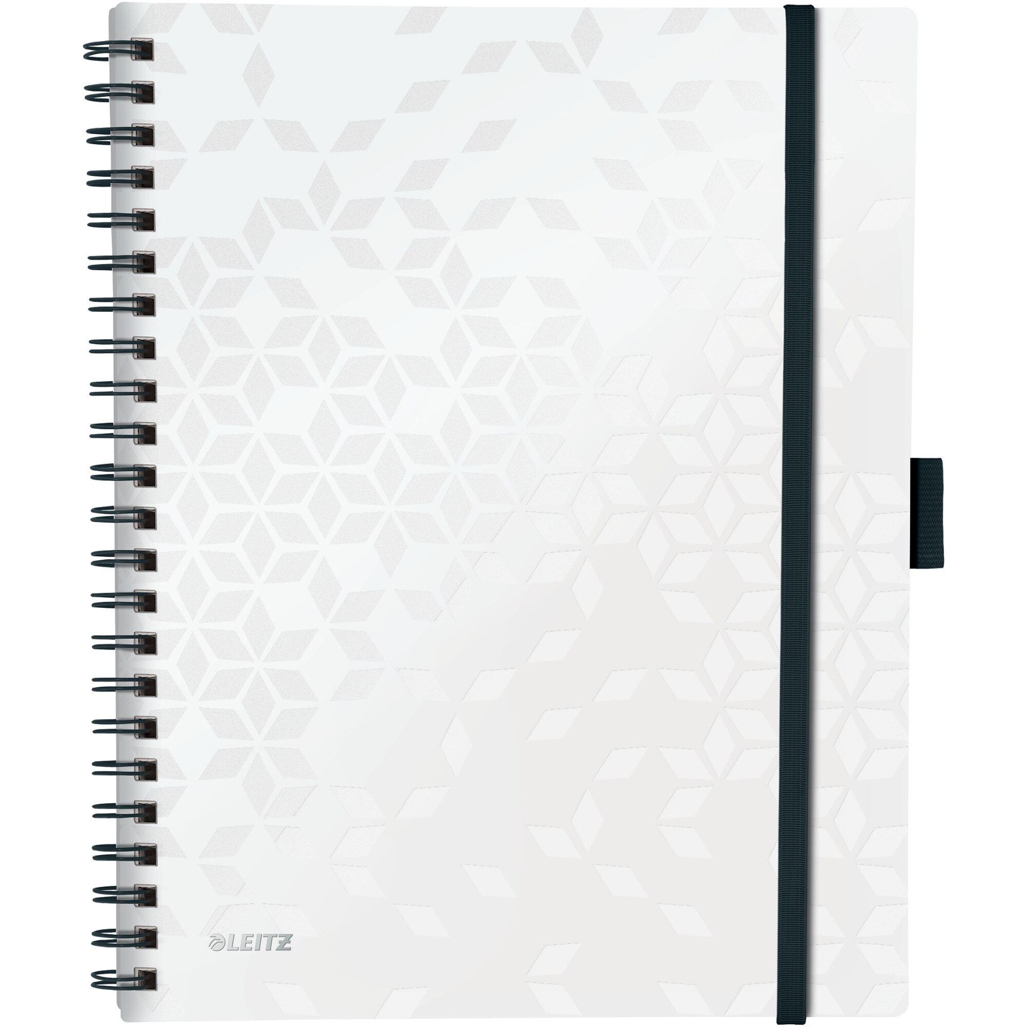 Caiet de birou Leitz WOW Be Mobile, PP, A4, 80 coli, cu spira, dictando, alb