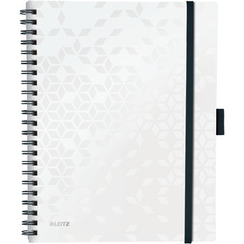 Caiet de birou Leitz WOW Be Mobile, PP, A4, 80 coli, cu spira, dictando, alb Caiet de birou Leitz WOW Be Mobile, PP, A4, 80 coli, cu spira, dictando, alb