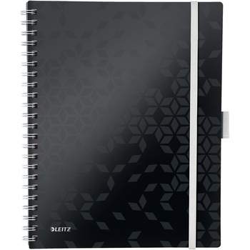 Caiet de birou Leitz WOW Be Mobile, PP, A4, 80 coli, cu spira, dictando, negru Caiet de birou Leitz WOW Be Mobile, PP, A4, 80 coli, cu spira, dictando, negru