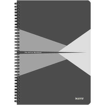 Caiet de birou Leitz Office, carton laminat, coperta flexibila, A5, 90 coli, cu spira, matematica, gri Caiet de birou Leitz Office, carton laminat, coperta flexibila, A5, 90 coli, cu spira, matematica, gri