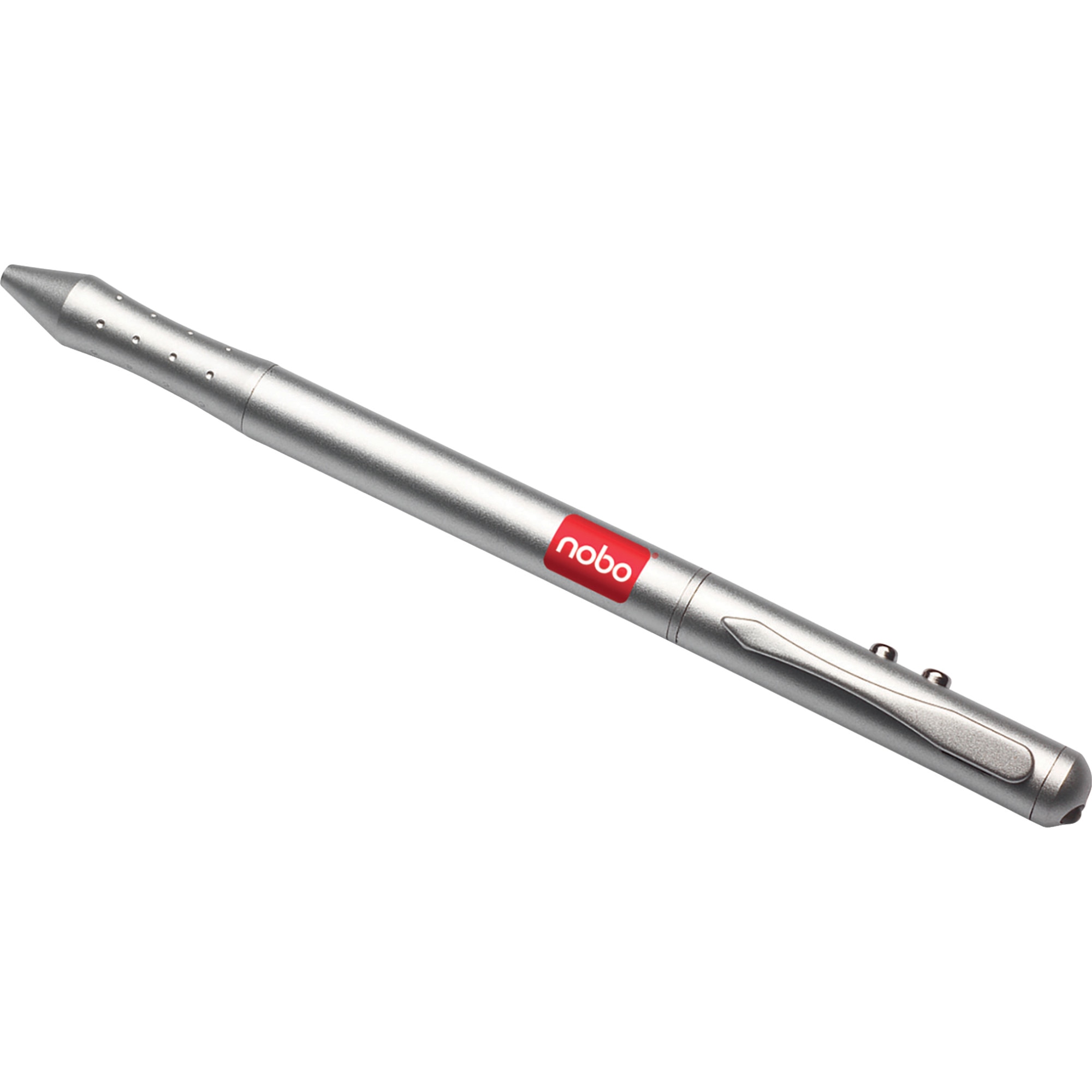 Pix Stylus NOBO, 4 in 1, pentru touchscreen, lanterna LED, pointer cu laser rosu, 100 m, argintiu