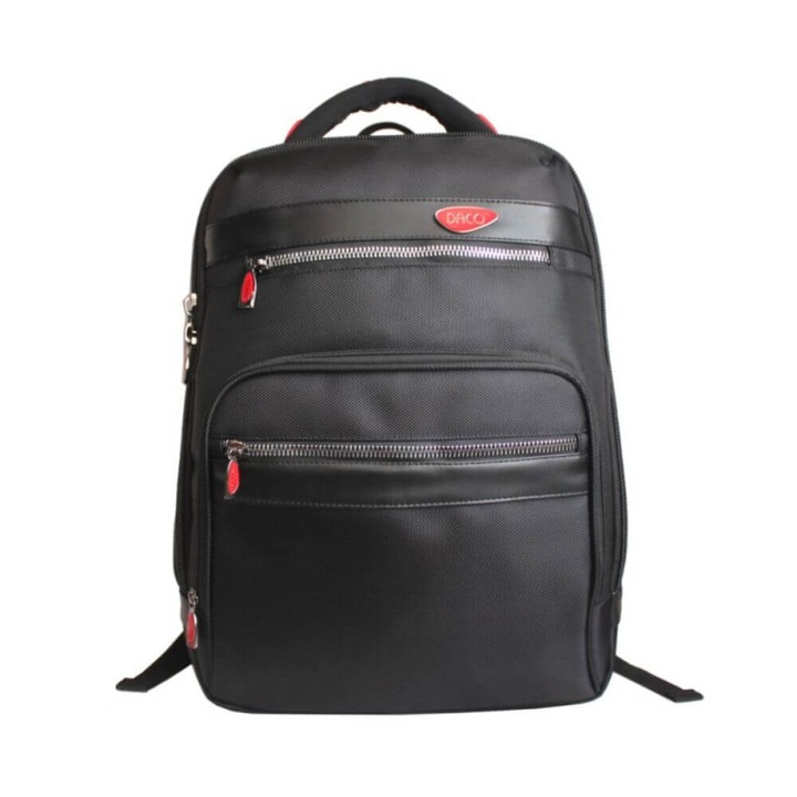 DACO laptoptáska, mérete 44x33x19 cm, laptoptartó rekesz, poliészter anyag, fekete szín