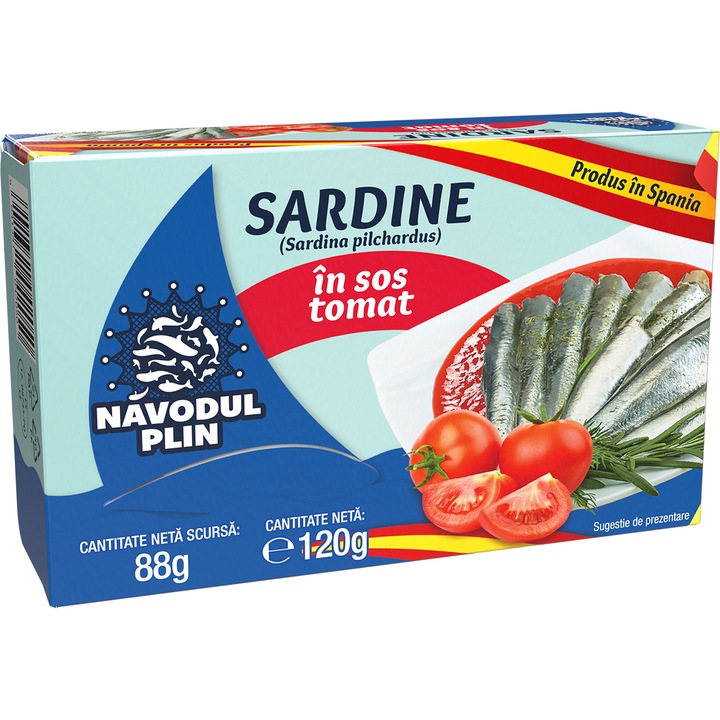 Sardina in sos tomat Navodul Plin, 120g