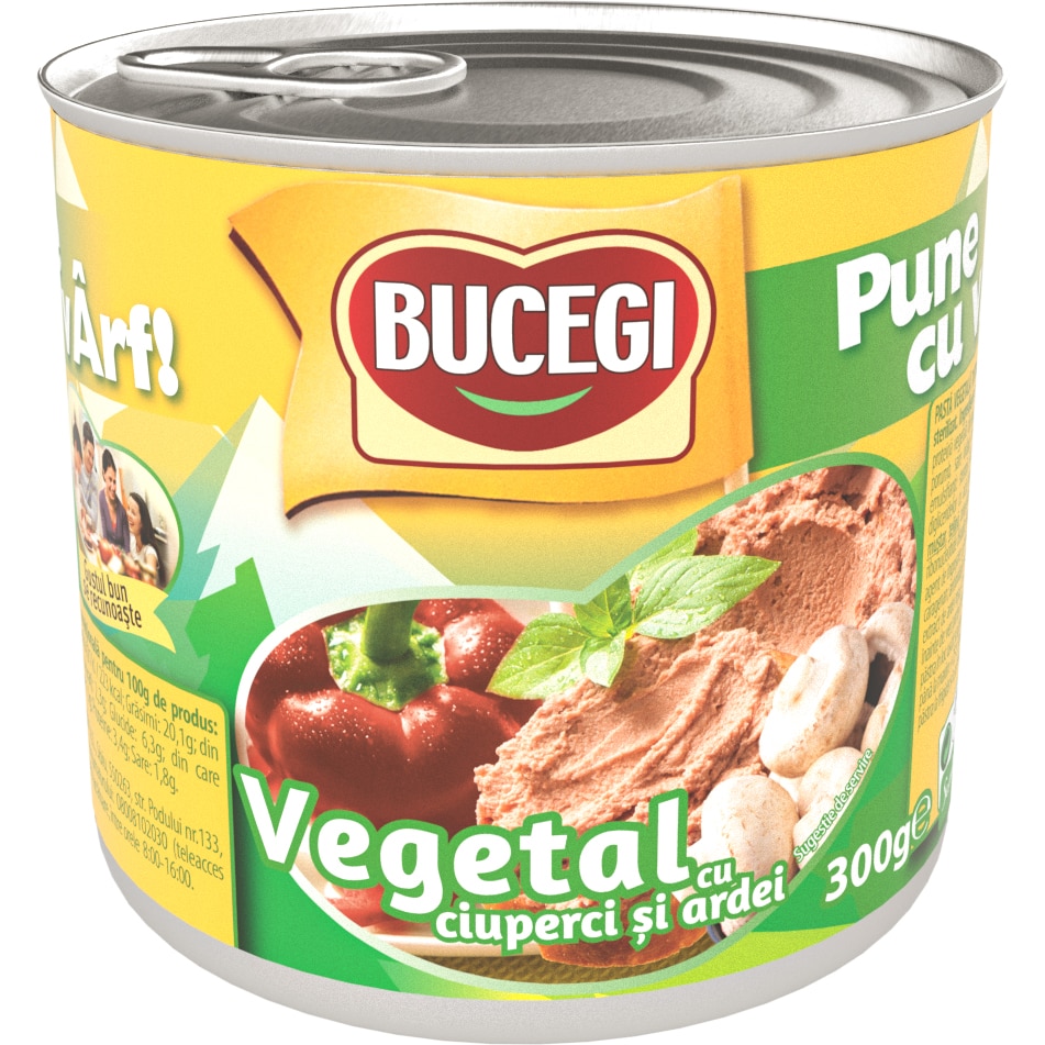 Pate vegetal cu ciuperci si ardei Bucegi, 300g