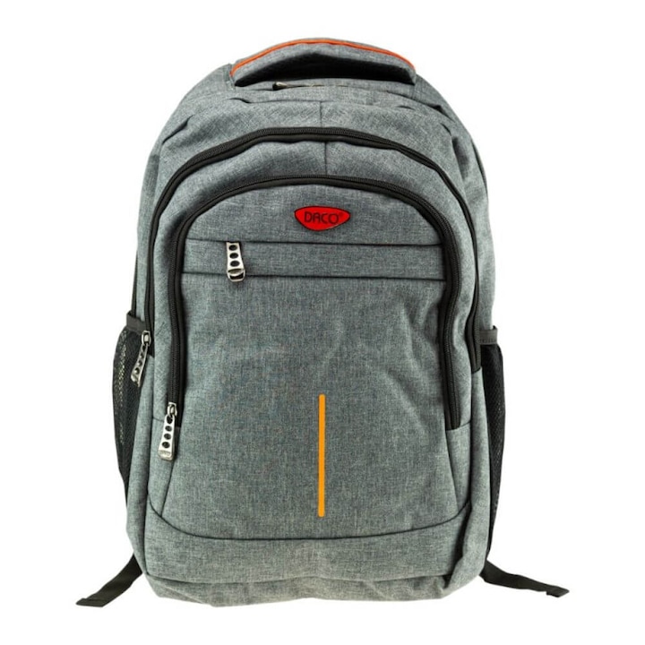 DACO iskolatáska iskolásoknak, mérete 46x33x20 cm, laptoptartó rekesz, poliészter anyag, szürke szín