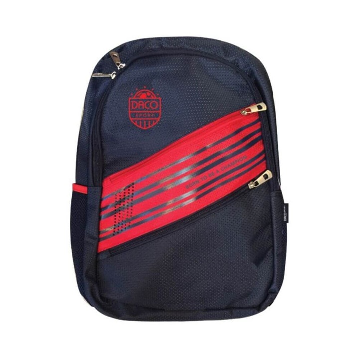 DACO iskolatáska iskolásoknak, mérete 44x30x15 cm, anyaga poliészter, szín kék/piros