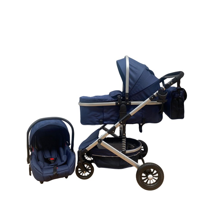 Количка 3 в 1, част Landou/Sport и Shell, алуминиева рамка и окачване, Blue, Unitoys