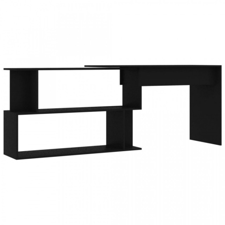 Birou de colt negru 200 x 50 x 76 cm PAL