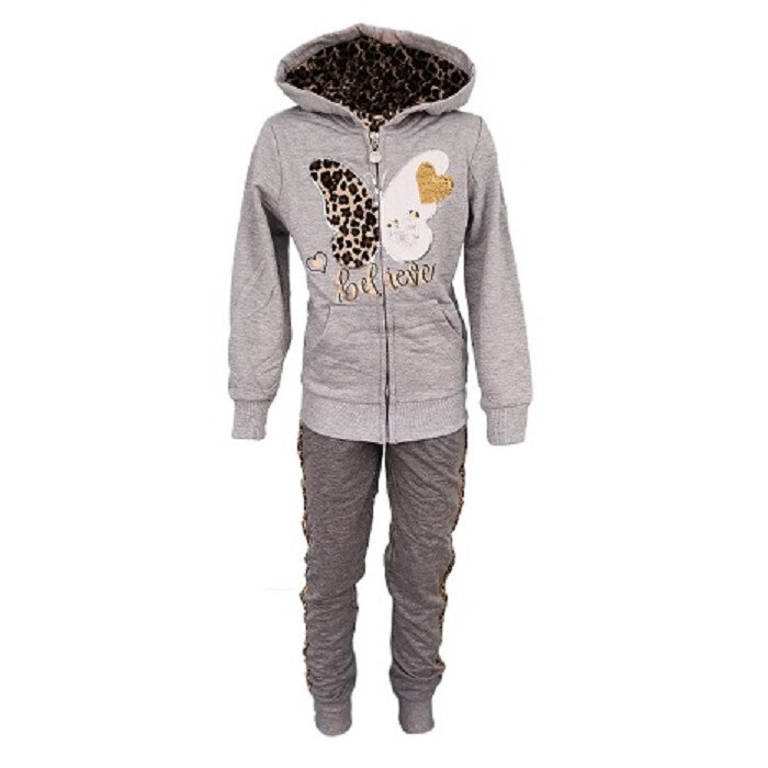 Trening bumbac doua piese culoare gri, marime 104 cm, varsta 4 ani