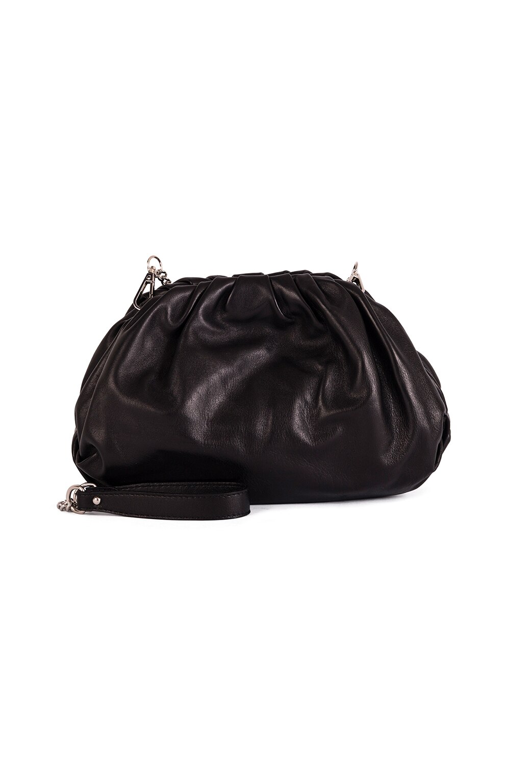 Anna Morellini, Geanta crossbody de piele cu bareta din lant Maya, Negru