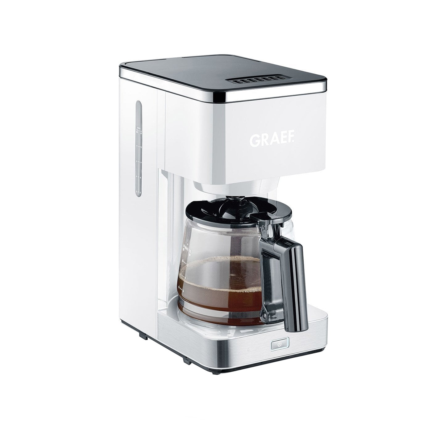 Cafetiera Graef, FK401, cu functie de preinfuzare pentru potentarea aromei, 1000 W, 1.25 L / 10 cesti, alb, High Quality Design