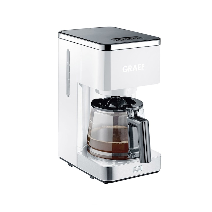 GRAEF.Aparat de cafea cu filtru FK401 White cu functie de mentinere la cald, functie de pre-infuzare, indicator al nivelului de apa limpede, volum 10 cani, tehnologie de preparare care imbunatateste aroma, capacitate de 1,25 L
