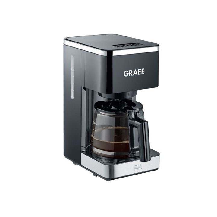 GRAEF.Aparat de cafea cu filtru FK402 Black, 1,25 L, functie de mentinere la cald, cronometru, functie de pre-infuzare, cap de preparare pentru o dezvoltare optima a aromei, usor de utilizat
