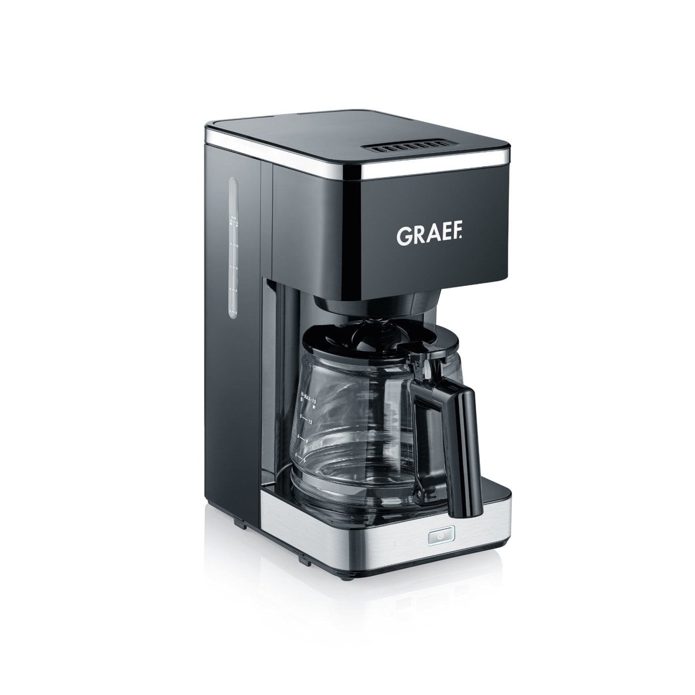 Cafetiera Graef, FK402, cu functie de preinfuzare pentru potentarea aromei, 1000 W, 1.25 L / 10 cesti, negru, High Quality Design