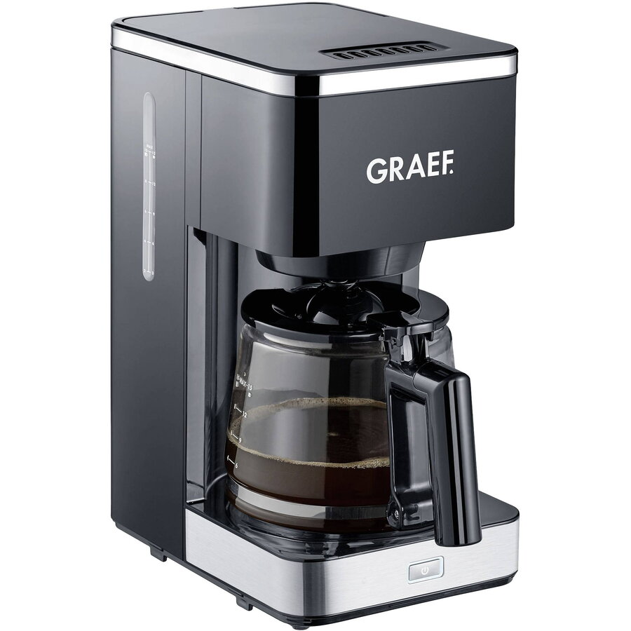 Cafetiera Graef, FK402, cu functie de preinfuzare pentru potentarea aromei, 1000 W, 1.25 L / 10 cesti, negru, High Quality Design