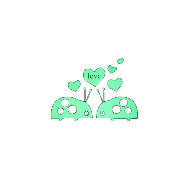 Sticker fosforescent Lady Bug Love, pentru intrerupator/priza, 10x10 cm, culoare verde