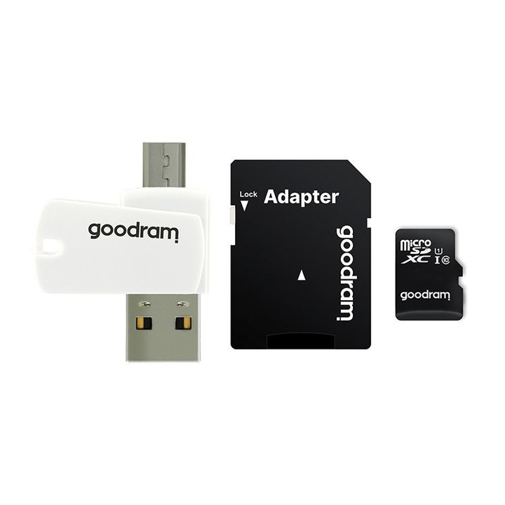 Goodram карта с памет, class10 128 GB, MicroUSB четец на карти, черно/бяло