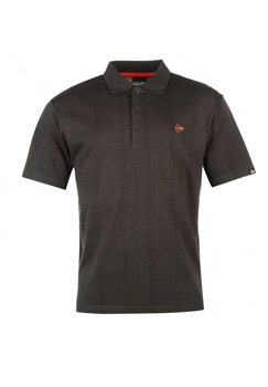 Tricou polo pentru barbati, Dunlop, Model in carouri, Negru