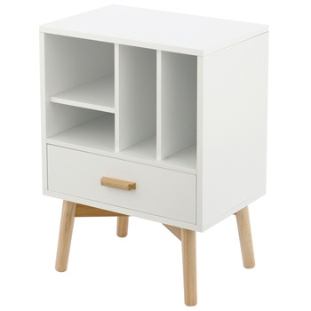Noptiera Kring Stockholm, lemn / MDF / bambus, 45x30x62 cm, Alb Noptiera Kring Stockholm, lemn / MDF / bambus, 45x30x62 cm, Alb