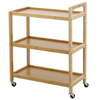 Etajera cu roti / Carucior Kring Itaca, bambus, 58x30x76 cm, culoare lemn natur Etajera cu roti / Carucior Kring Itaca, bambus, 58x30x76 cm, culoare lemn natur