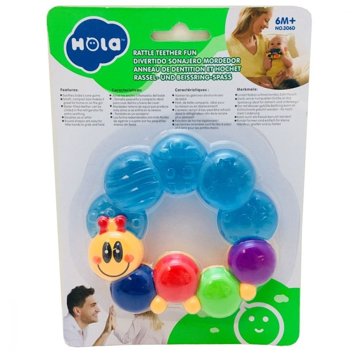 Детска играчка за зъби Hola Toys, без BPA, многоцветна, безопасни и издръжливи материали