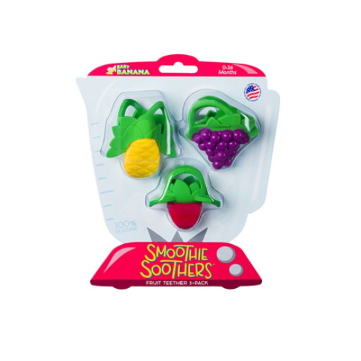 3 db szilikon fogzási játék készlet - Smoothie Baby Banana