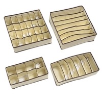 Set 4 cutii depozitare sosete, Bej