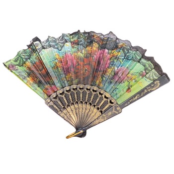 Evantai Vision, material textil, imprimeu floral, cu dantela, negru Evantai Vision, material textil, imprimeu floral, cu dantela, negru