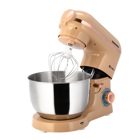 Mixer cu bol Daewoo DHM200MGC, 2000W, capacitate bol 5.5l, accesoriu masina de tocat, capacitate de tocare 1.2 kg/min, 3 discuri de taiere din inox, tel, carlig framantare, palete amestecare, Crem