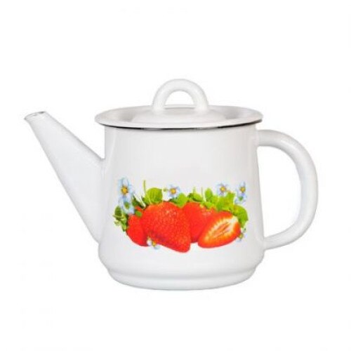 Ceainic emailat cu decor, 1 l, cu capac emailat, 012988