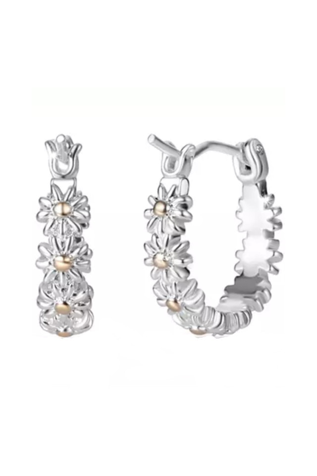 Cercei Dama Philip Jones Daisy Hoops, Argintiu