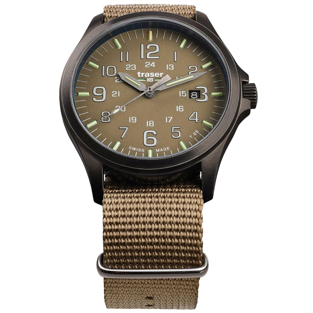 Ceas barbatesc Traser H3 108631 P67 Officer GunMetal Khaki, 42mm, 10ATM, Bej
