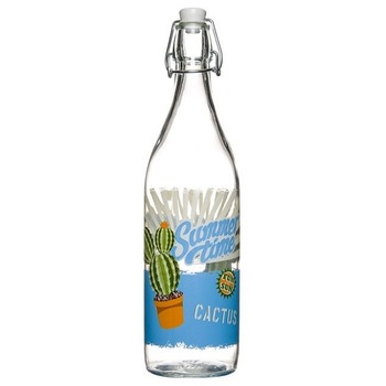 Sticla cu dop ermetic si design Summer Time, 1L Sticla cu dop ermetic si design Summer Time, 1L